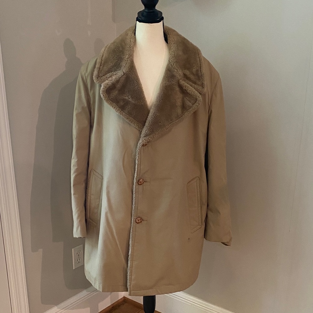 Vintage Mighty-Mac coat lined made in USA modern academia tan khaki
